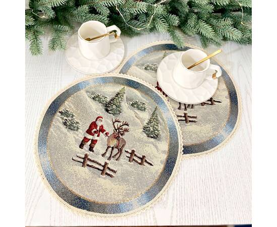 Серветка-підкладка з мереживом O25 LiMaSo (ROUND723M-25D), Тип: салфетки, Цвет: красный, Форма скатерти: круглая, Размер: Ø25, изображение 2