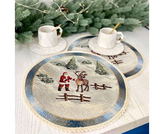 Серветка-підкладка з мереживом O25 LiMaSo (ROUND723M-25D), Тип: салфетки, Цвет: красный, Форма скатерти: круглая, Размер: Ø25, изображение 3