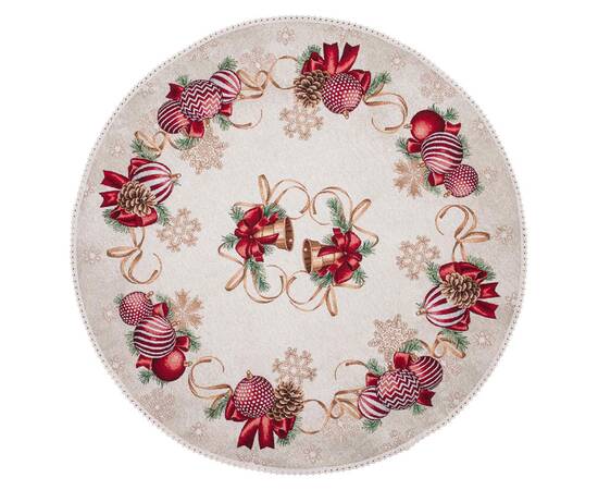 Скатертина гобеленова з мереживом O90 LiMaSo (RED BALLS-90D), Тип: скатертини, Основний колір: червоний, Форма скатертини: кругла, Розмір: Ø90, зображення 2