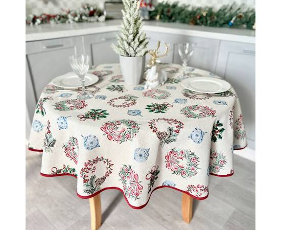 Скатертина гобеленова кругла O140 LiMaSo (CORONA-140D), Тип: скатерти, Цвет: зеленый, Форма скатерти: круглая, Размер: Ø140, изображение 2