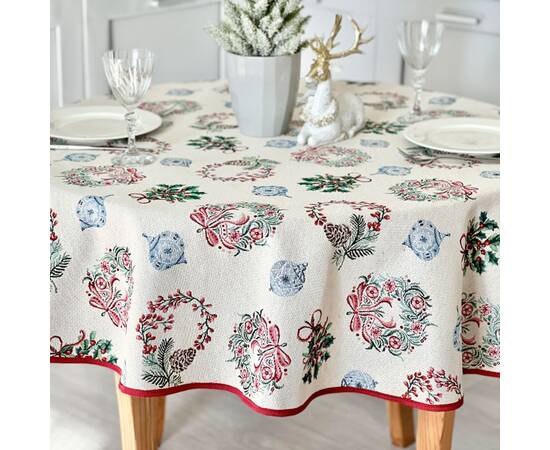 Скатертина гобеленова кругла O180 LiMaSo (CORONA-180D), Тип: скатерти, Цвет: зеленый, Форма скатерти: круглая, Размер: Ø180, изображение 3