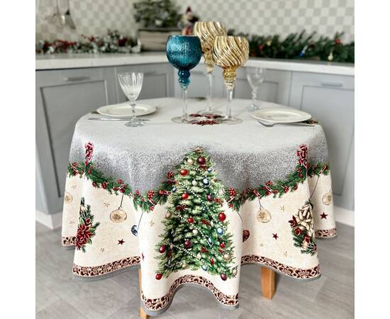 Скатертина гобеленова O137 LiMaSo (RABETO-137D), Тип: скатерти, Цвет: зеленый, Форма скатерти: круглая, Размер: Ø137, изображение 2