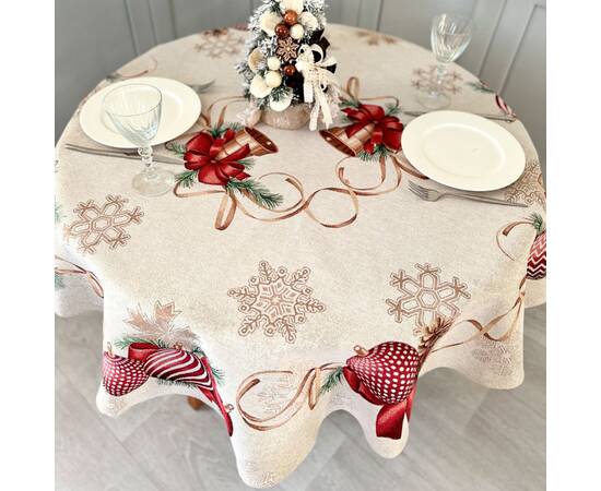 Скатертина гобеленова O180 LiMaSo (RED BALLS-180D), Тип: скатертини, Основний колір: червоний, Форма скатертини: кругла, Розмір: Ø180, зображення 4