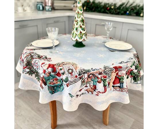 Скатертина гобеленова O140 LiMaSo (VILLAGE-140D), Тип: скатерти, Цвет: зеленый, Форма скатерти: круглая, Размер: Ø140, изображение 2