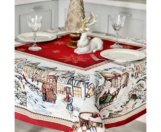Скатертина гобеленова 137х176 LiMaSo (BENASK-176), Тип: скатерти, Цвет: красный, Форма скатерти: прямоугольная, Размер: 137x176, изображение 5