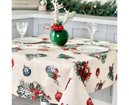 Скатертина гобеленова 137х260 LiMaSo (CABETO-260), Тип: скатерти, Цвет: красный, Форма скатерти: прямоугольная, Размер: 137x260, изображение 4