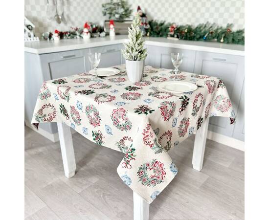 Скатертина гобеленова 137х280 LiMaSo (CORONA-280), Тип: скатерти, Цвет: зеленый, Форма скатерти: прямоугольная, Размер: 137x280, изображение 3