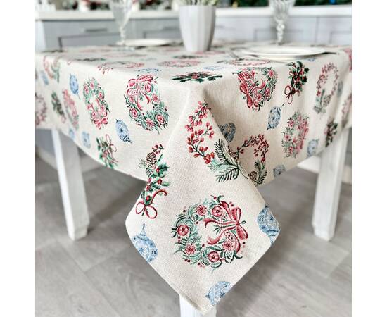 Скатертина гобеленова 137х260 LiMaSo (CORONA-260), Тип: скатерти, Цвет: зеленый, Форма скатерти: прямоугольная, Размер: 137x260, изображение 4