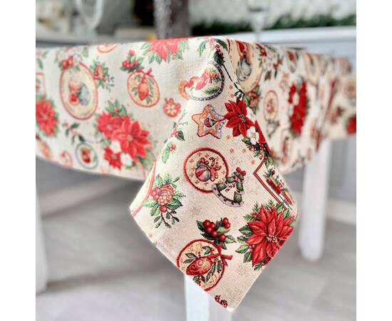 Скатертина гобеленова 137х240 LiMaSo (NAT-240), Тип: скатертини, Основний колір: червоний, Форма скатертини: прямокутна, Розмір: 137x240, зображення 4