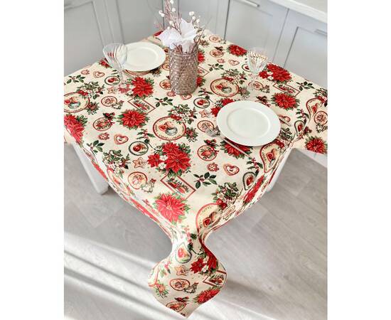 Скатертина гобеленова 137х137 LiMaSo (NAT-137), Тип: скатертини, Основний колір: червоний, Форма скатертини: квадратна, Розмір: 137x137, зображення 5