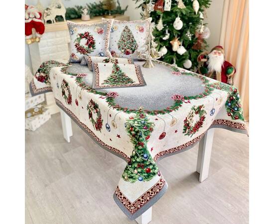 Скатертина гобеленова 137х260 LiMaSo (RABETO-260), Тип: скатерти, Цвет: зеленый, Форма скатерти: прямоугольная, Размер: 137x260, изображение 6