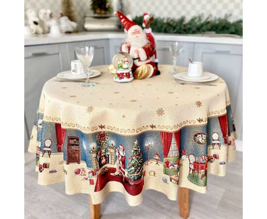 Скатертина гобеленова O160 LiMaSo (ROUND1196-160D), Тип: скатерти, Цвет: красный, Форма скатерти: круглая, Размер: Ø160, изображение 2