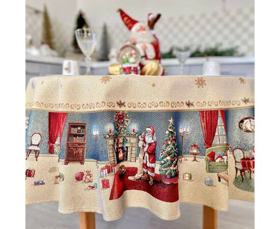 Скатертина гобеленова O160 LiMaSo (ROUND1196-160D), Тип: скатерти, Цвет: красный, Форма скатерти: круглая, Размер: Ø160, изображение 3