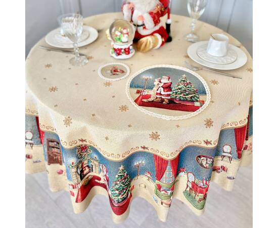 Скатертина гобеленова O160 LiMaSo (ROUND1196-160D), Тип: скатерти, Цвет: красный, Форма скатерти: круглая, Размер: Ø160, изображение 4