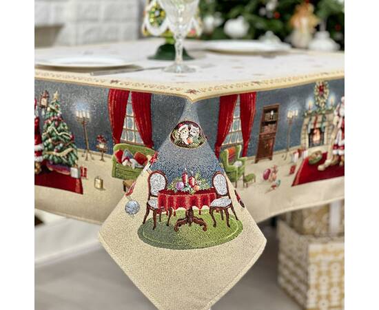 Скатертина гобеленова 137х137 LiMaSo (RUNNER1196-137), Тип: скатерти, Цвет: красный, Форма скатерти: квадратная, Размер: 137x137, изображение 4