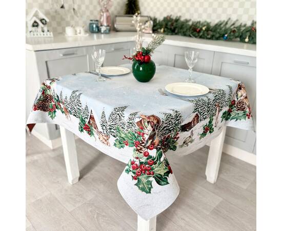 Скатертина гобеленова 137х240 LiMaSo (SQUIRREL-240), Тип: скатерти, Цвет: голубой, Форма скатерти: прямоугольная, Размер: 137x240, изображение 3