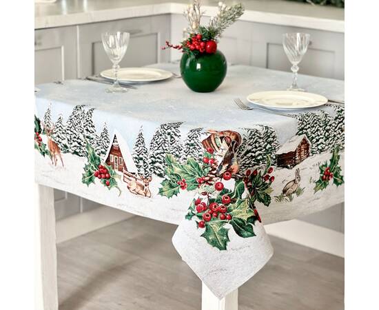 Скатертина гобеленова 137х137 LiMaSo (SQUIRREL-137), Тип: скатерти, Цвет: голубой, Форма скатерти: квадратная, Размер: 137x137, изображение 4