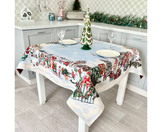 Скатертина гобеленова 137х137 LiMaSo (VILLAGE-137), Тип: скатерти, Цвет: зеленый, Форма скатерти: квадратная, Размер: 137x137, изображение 3