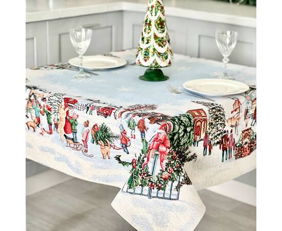 Скатертина гобеленова 137х137 LiMaSo (VILLAGE-137), Тип: скатерти, Цвет: зеленый, Форма скатерти: квадратная, Размер: 137x137, изображение 4