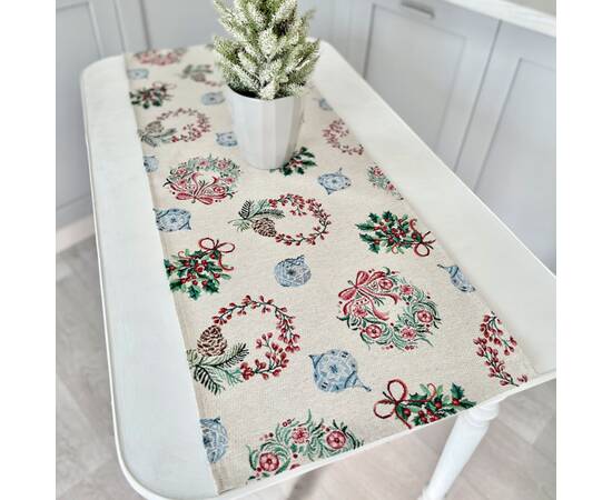 Гобеленова доріжка на стіл 45х140 LiMaSo (CORONA-45), Тип: дорожки (раннеры), Цвет: зеленый, Форма скатерти: прямоугольная, Размер: 45x140, изображение 3