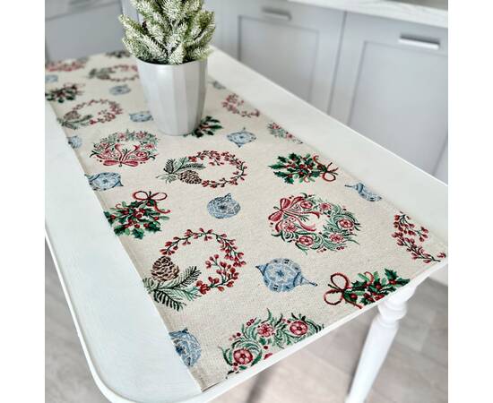 Гобеленова доріжка на стіл 37х100 LiMaSo (CORONA-37), Тип: доріжки (раннери), Основний колір: зелений, Форма скатертини: прямокутна, Розмір: 37x100, зображення 4