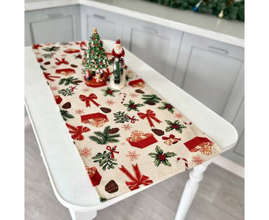 Гобеленова доріжка на стіл 45х140 LiMaSo (SPARKLE-45), Тип: дорожки (раннеры), Цвет: красный, Форма скатерти: прямоугольная, Размер: 45x140, изображение 3