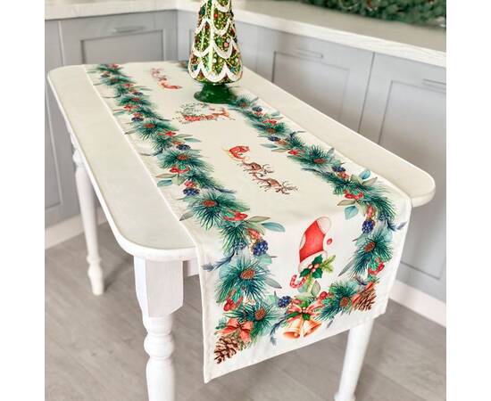 Доріжка з водовідштовхуючим покриттям 40х155 LiMaSo (NAVIDAD106-40), Тип: дорожки (раннеры), Цвет: зеленый, Форма скатерти: прямоугольная, Размер: 40x154, изображение 3