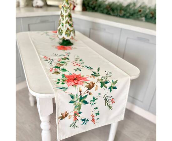 Доріжка з водовідштовхуючим покриттям 40х155 LiMaSo (NAVIDAD107-40), Тип: дорожки (раннеры), Цвет: красный, Форма скатерти: прямоугольная, Размер: 40x154, изображение 4