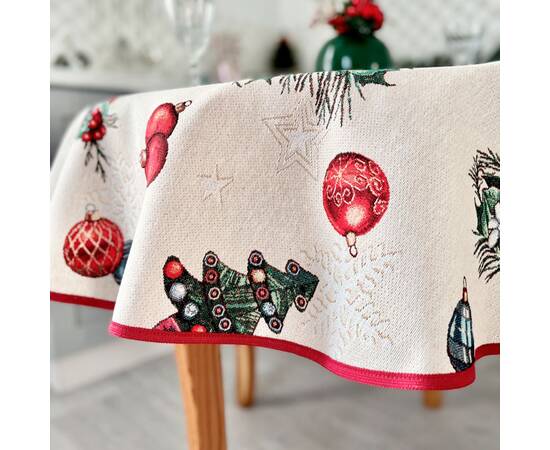 Скатертина гобеленова кругла O240 LiMaSo (CABETO-240D), Тип: скатерти, Цвет: красный, Форма скатерти: круглая, Размер: Ø240, изображение 3