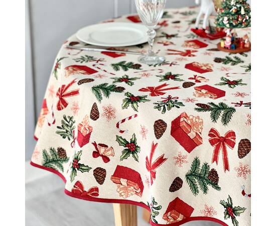 Скатертина гобеленова кругла O200 LiMaSo (SPARKLE-200D), Тип: скатерти, Цвет: красный, Форма скатерти: круглая, Размер: Ø200, изображение 4