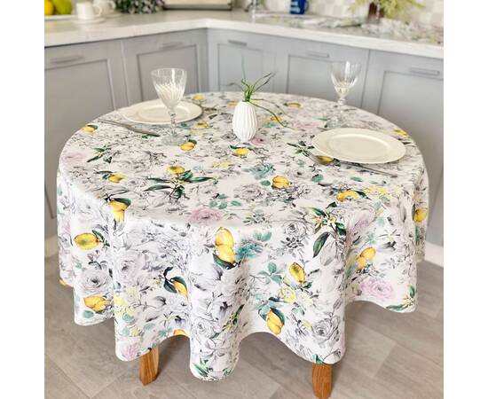 Скатертина з водовідштовхуючим покриттям O155 LiMaSo (MAITE-155D), Тип: скатертини, Основний колір: жовтий, Форма скатертини: кругла, Розмір: Ø155, зображення 2