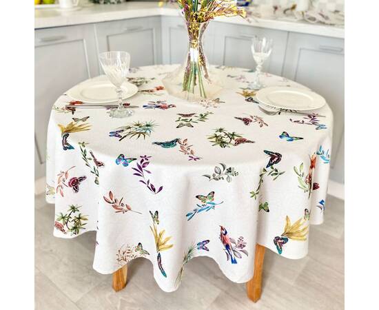 Скатертина з водовідштовхуючим покриттям O155 LiMaSo (TIKAL-155D), Тип: скатерти, Цвет: коричневый, Форма скатерти: круглая, Размер: Ø155, изображение 2