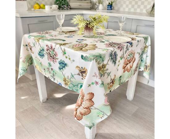 Скатертина з водовідштовхуючим покриттям 150х150 LiMaSo (MANTEL ARYA-150), Тип: скатерти, Цвет: зеленый, Форма скатерти: квадратная, Размер: 150x150, изображение 3