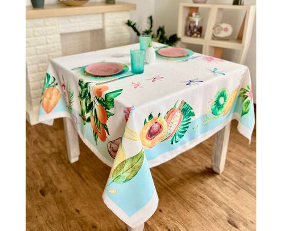 Скатертина з водовідштовхуючим покриттям 145x145 LiMaSo (MANTEL FRUTA-145), Тип: скатертини, Основний колір: зелений, Форма скатертини: квадратна, Розмір: 145x145, зображення 3