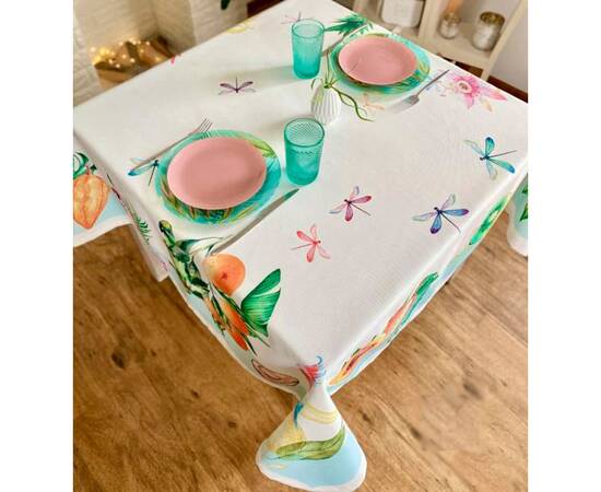 Скатертина з водовідштовхуючим покриттям 145x145 LiMaSo (MANTEL FRUTA-145), Тип: скатертини, Основний колір: зелений, Форма скатертини: квадратна, Розмір: 145x145, зображення 5