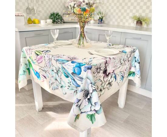 Скатертина з водовідштовхуючим покриттям 150х235 LiMaSo (MANTEL LICHI-235), Тип: скатертини, Основний колір: блакитний, Форма скатертини: прямокутна, Розмір: 150x235, зображення 3