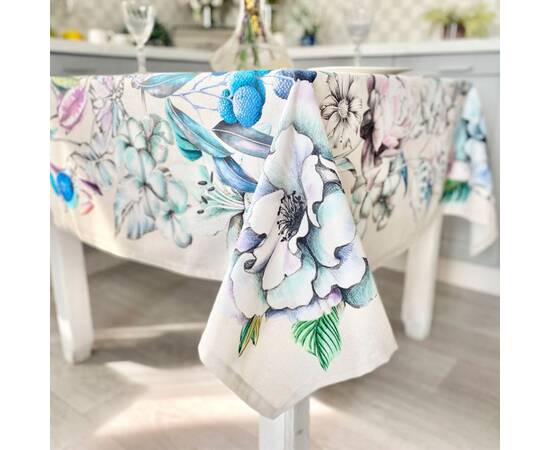 Скатертина із водовідштовхуючим покриттям 150х150 LiMaSo (MANTEL LICHI-150), Тип: скатертини, Основний колір: блакитний, Форма скатертини: квадратна, Розмір: 150x150, зображення 4