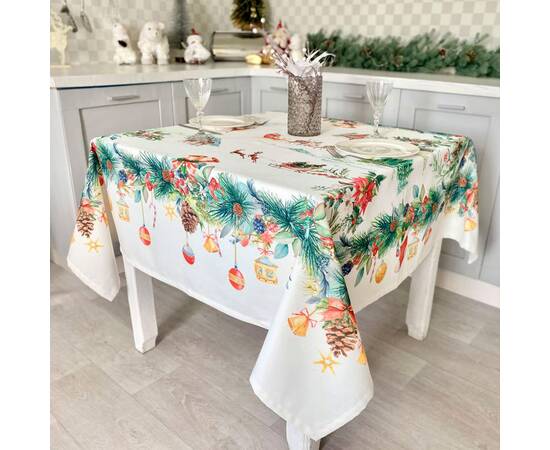 Скатертина з водовідштовхуючим покриттям 150х150 LiMaSo (NAVIDAD106-150), Тип: скатерти, Цвет: зеленый, Форма скатерти: квадратная, Размер: 150x150, изображение 3