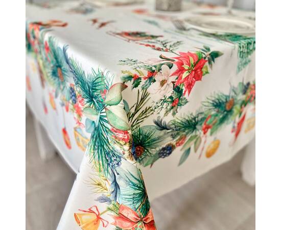 Скатертина з водовідштовхуючим покриттям 150х150 LiMaSo (NAVIDAD106-150), Тип: скатерти, Цвет: зеленый, Форма скатерти: квадратная, Размер: 150x150, изображение 4