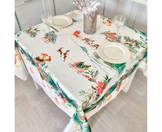 Скатертина з водовідштовхуючим покриттям 150х150 LiMaSo (NAVIDAD106-150), Тип: скатерти, Цвет: зеленый, Форма скатерти: квадратная, Размер: 150x150, изображение 5