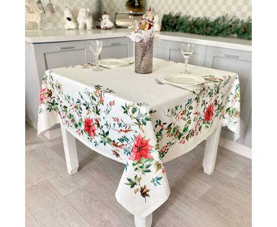 Скатертина з водовідштовхуючим покриттям 150х150 LiMaSo (NAVIDAD107-150), Тип: скатерти, Цвет: красный, Форма скатерти: квадратная, Размер: 150x150, изображение 3