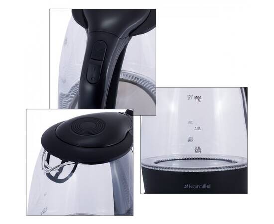 Чайник 1,5л електричний з синім LED підсвічуванням Kamille (1700B), зображення 4