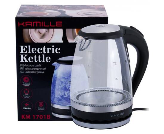 Чайник 1,5л електричний з синім LED підсвічуванням Kamille (1701B), зображення 6