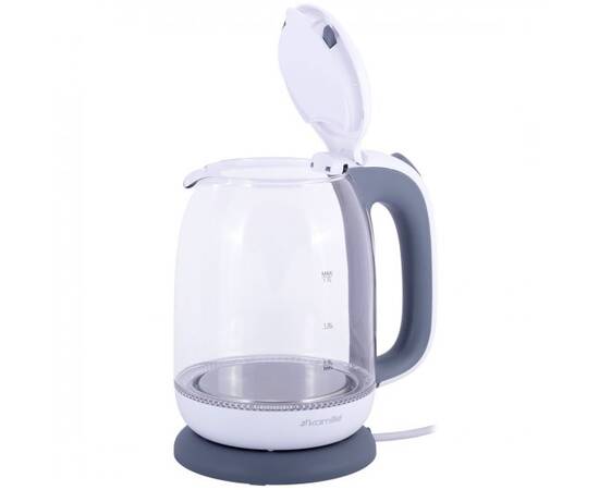 Чайник 1,7л электрический из боросиликатного стекла, бело-серый Kamille (1720G), изображение 2