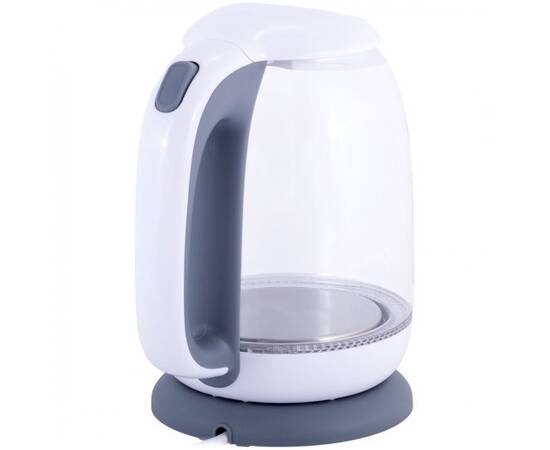 Чайник 1,7л электрический из боросиликатного стекла, бело-серый Kamille (1720G), изображение 3