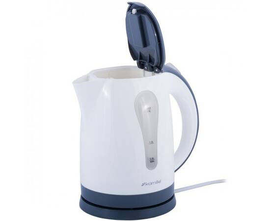 Чайник 1,8л електричний пластик білий із сірим Kamille (1715A), зображення 2