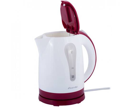 Чайник 1,8л електричний білий пластик з червоним Kamille (1715R), зображення 2