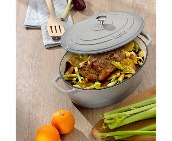 Гусятниця чавунна з кришкою KELA Calido 33х26х12 см, 6 л (12608) сіра, зображення 3