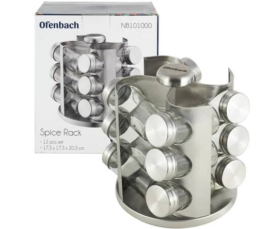 Набір ємностей для спецій на круглій підставці 12шт Ofenbach (101000), зображення 7