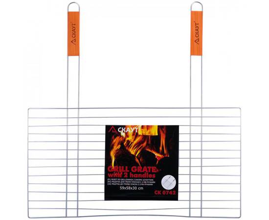 Решітка для гриля 58x30 см з двома дерев'яними ручками Скаут (742), зображення 2